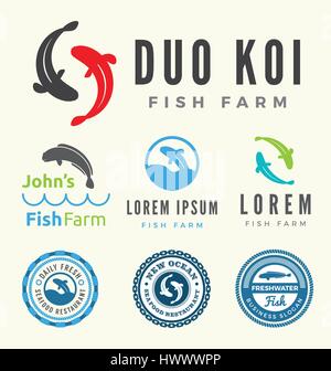 Logo de la ferme piscicole de collections. Poissons de logo pour votre entreprise. Vector illustration Illustration de Vecteur