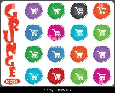 Shopping Bascket icon set pour les sites web et l'interface utilisateur dans le style grunge Illustration de Vecteur