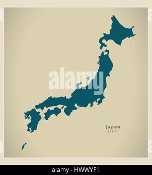 Carte moderne - Japon JP Illustration de Vecteur