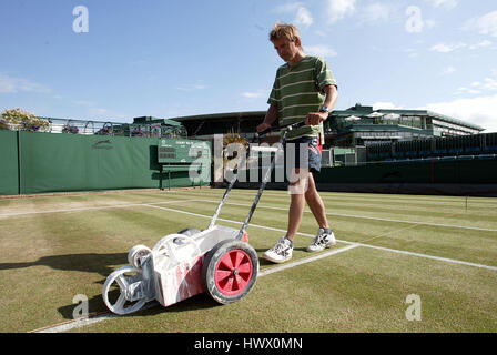 Marquage de la Cour de Wimbledon Wimbledon Wimbledon Londres 29 Juin 2002 Banque D'Images