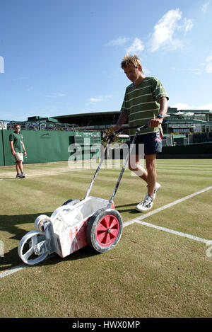 Marquage de la Cour de Wimbledon Wimbledon Wimbledon Londres 29 Juin 2002 Banque D'Images