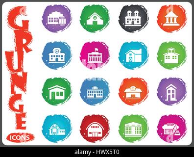 Infrastructure ville / de la ville jeu d'icônes pour les sites web et l'interface utilisateur dans le style grunge Illustration de Vecteur