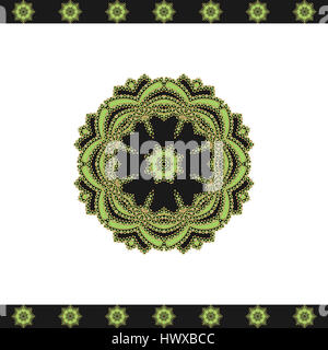 Résumé motif floral. Lacy Oriental ornement sur fond blanc. Banque D'Images