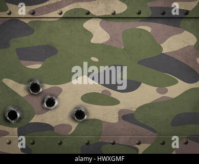 Camouflage armée armures de métal avec trous de balle 3d illustration Banque D'Images