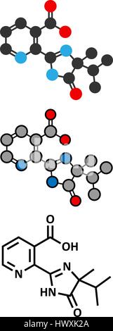 Molécule herbicide imazapyr. Les rendus 2D stylisée et conventionnelle formule topologique. Illustration de Vecteur