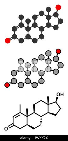 Méténolone anabolic steroid molécule. Utilisé (interdit) dans le dopage sportif. Les rendus 2D stylisée et conventionnelle formule topologique. Illustration de Vecteur