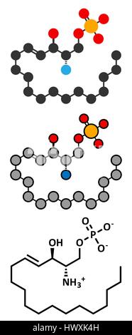 La Sphingosine-1-phosphate (S1P) molécule de signalisation. Les rendus 2D stylisée et conventionnelle formule topologique. Illustration de Vecteur