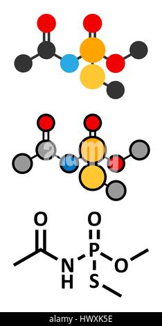 L'acéphate molécule insecticide. Les rendus 2D stylisée et conventionnelle formule topologique. Illustration de Vecteur