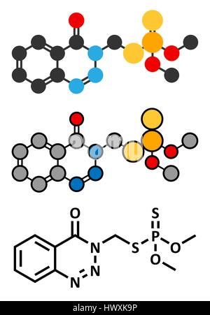 L'azinphos-méthyl insecticide organophosphoré. Neurotoxine agit comme lors de l'inhibition de l'acétylcholinestérase. Les rendus 2D stylisée et conventiona Illustration de Vecteur