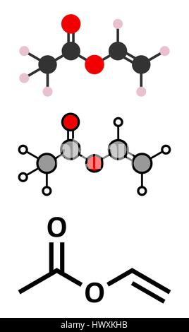 L'acétate de vinyle, acétate de polyvinyle PVAc (colle PVA), bloc de construction. PVA est utilisé dans un certain nombre de types de colle. Les rendus 2D stylisée et skele classiques Illustration de Vecteur