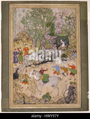 Abd al Samad, un prince visite un ermite, vers 1585 90, Sadruddin Aga Khan Collection Banque D'Images