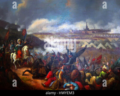 La bataille de Vienne en 1683 fut un conflit décisif dans l’histoire européenne, où les forces du Saint-Empire romain germanique et de Pologne, dirigées par le roi Jan III Sobieski, repoussèrent avec succès le siège de Vienne par l’Empire ottoman. Banque D'Images