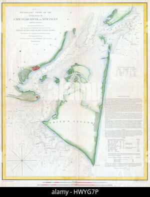 1853 U.S.C.S. Plan de Cape Fear, North Carolina Geographicus uscs 1853 CapeFearRiver Banque D'Images