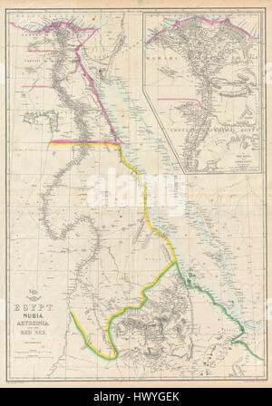 1858 Atlas de répartition Carte de l'Egypte, la Nubie, l'Abyssinie et la mer Rouge, l'expédition 1858 EgyptNubia Geographicus Banque D'Images