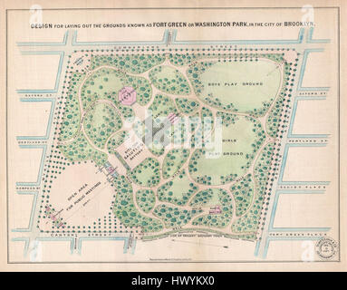 1868 Vaux et Olmstead Plan de Fort Greene Park, Brooklyn, New York 1868 FortGreenPark évêque Geographicus Banque D'Images