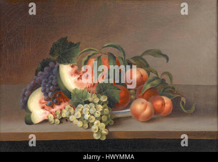 « Still Life with Watermelon » de Peale et Rubens est une œuvre d'art de 1865 mettant en valeur une représentation vibrante de fruits, en se concentrant particulièrement sur la pastèque. La pièce capture un équilibre entre le réalisme détaillé et l’influence stylistique de l’approche classique de Rubens. Banque D'Images