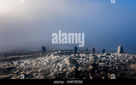 Le Royaume-Uni, l'Ecosse, le Ben Nevis, alpinistes au sommet Banque D'Images