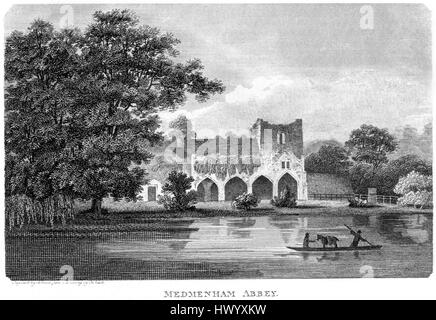 Une gravure de Waltham Abbey, Buckinghamshire numérisées à haute résolution à partir d'un livre imprimé en 1812. .Croyait libres de droit. Banque D'Images