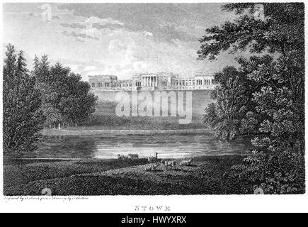 Une gravure de Stowe, Buckinghamshire numérisé à haute résolution à partir d'un livre imprimé en 1812. Considéré comme libre de droits d'auteur. Banque D'Images