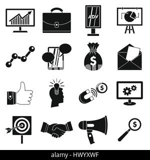 Les éléments de marketing, le style simple icons set Illustration de Vecteur