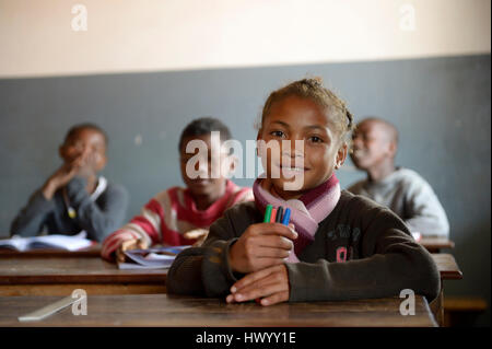 Madagaskar, les élèves de l'école élémentaire de Fianarantsoa Banque D'Images