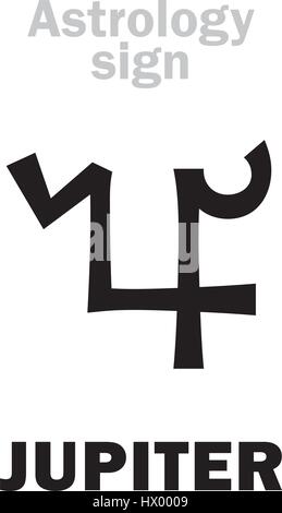 Alphabet d'astrologie : JUPITER (Zeus), les grands classiques de la planète. Caractères hiéroglyphes signe (le grec ancien symbole). Illustration de Vecteur