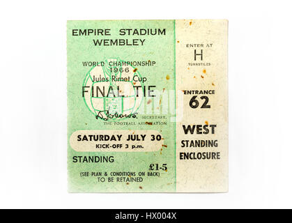 Un ticket de la finale de la Coupe du Monde 1966 où l'Angleterre a battu l'Allemagne de l'Ouest 4-2 Banque D'Images