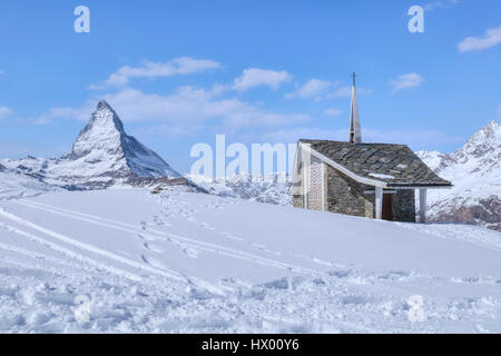 Bruder Klaus, Riffelberg Kapelle, Matterhorn, Zermatt, Gornergrat, Valais, Suisse, Europe Banque D'Images