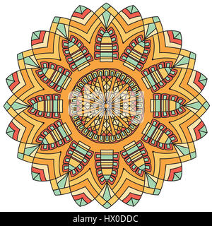 Mandala illustration en couleurs orange et jaune Banque D'Images