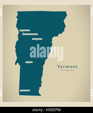 Carte moderne - Vermont USA Illustration de Vecteur