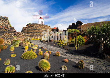 Jardín de cactus, une combinaison parfaite de l'art et l'architecture de jardin, est l'un des derniers projets de César Manrique à Lanzarote Banque D'Images