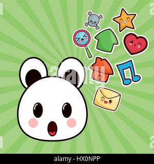 Caractère de l'ours kawaii image médias sociaux Illustration de Vecteur