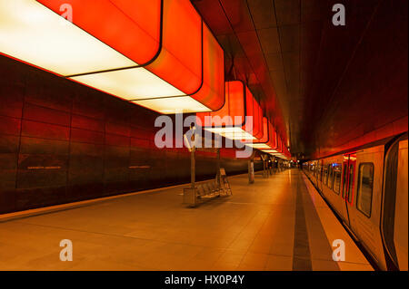 La station de métro Université HafenCity, Hambourg, Allemagne Banque D'Images