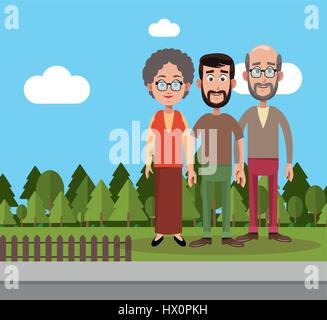 Les membres de la famille paysage clôture Illustration de Vecteur