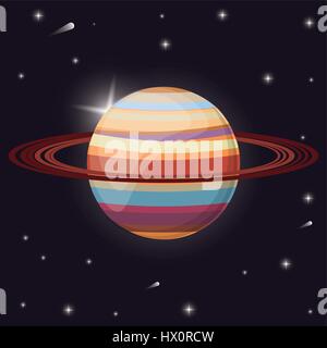 Planète saturne système solaire Illustration de Vecteur