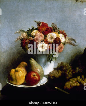 Henri Fantin-Latour (1836-1904). Le peintre français. Fleurs et fruits, 1865. Huile sur toile. Musée d'Orsay. Paris. La France. Banque D'Images