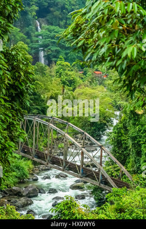 Pont sur la rivière dans la jungle en Indonésie Banque D'Images