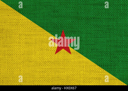 Drapeau de la Guyane française sur le linge ancien Banque D'Images