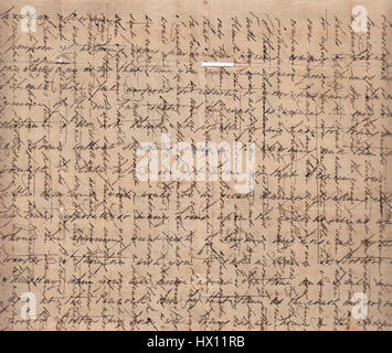 Ce titre fait probablement référence à une lettre du début du XIXe siècle où le texte est « croisé », une pratique consistant à écrire sur les lignes précédentes pour économiser du papier. Cette méthode était courante au début des années 1800, reflétant les préoccupations économiques et pratiques de l'époque, tout en illustrant les styles de communication personnelle de l'époque. Banque D'Images