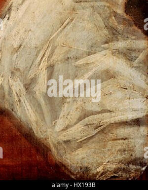 Une vue rapprochée de la technique de peinture de Frans Hals, montrant son utilisation d'un couteau à peindre pour créer des coups de pinceau expressifs et des surfaces texturées dans ses portraits. Banque D'Images