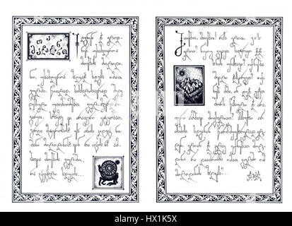 Lile Chkhetiani a participé à un concours de calligraphie géorgienne, mettant en valeur la riche tradition de l'écriture géorgienne. La calligraphie géorgienne est une forme d’art avec des siècles d’histoire, et le travail de Chkhetiani souligne la beauté unique de l’alphabet géorgien. Banque D'Images