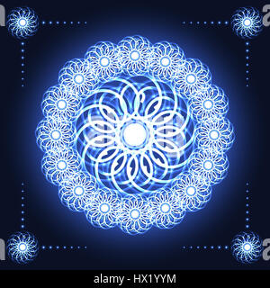 Abstract fractal fleur sur fond bleu. Banque D'Images