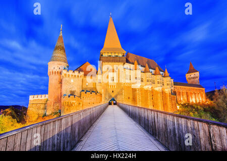 Château Hunyad. Le Château de Corvin en Hunedoara, Roumanie. Banque D'Images