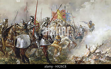 Le Roi Henri V à la bataille d'Azincourt, 1415 Banque D'Images