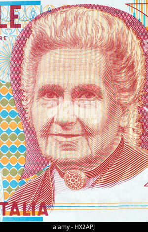 Maria Montessori portrait de l'italien de l'argent - lire Banque D'Images