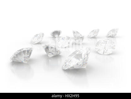 Diamants sur fond blanc Banque D'Images