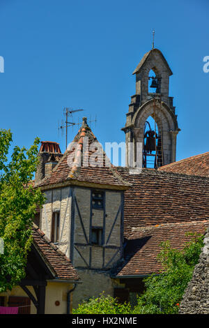 Pigeonnier et église à Rocamadour, dans le lot d'Occitanie, France Banque D'Images