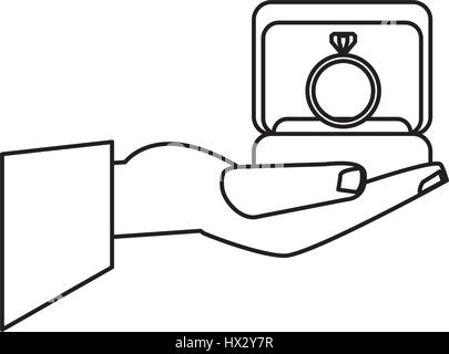 Main tenant fort Mariage anneau contours Illustration de Vecteur