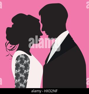 Silhouette de mariée et le marié Illustration de Vecteur