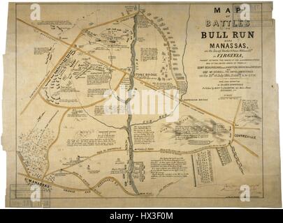 Plan de la bataille de Bull Run, près de Manassas, Virginie, 1861. L'image de courtoisie des Archives nationales. Banque D'Images